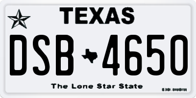 TX license plate DSB4650