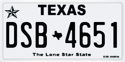 TX license plate DSB4651