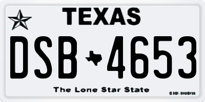 TX license plate DSB4653