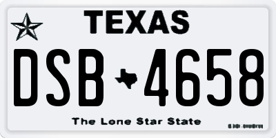 TX license plate DSB4658