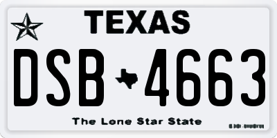 TX license plate DSB4663