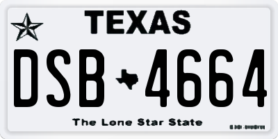 TX license plate DSB4664