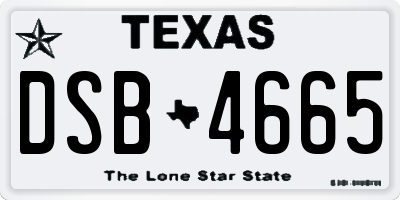 TX license plate DSB4665