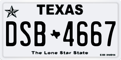 TX license plate DSB4667