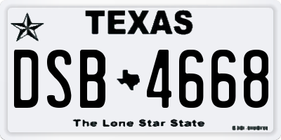 TX license plate DSB4668
