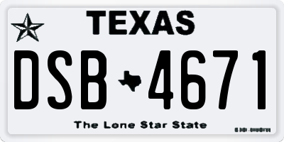 TX license plate DSB4671