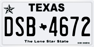 TX license plate DSB4672