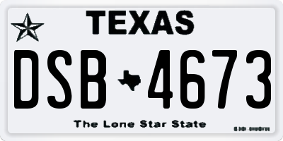 TX license plate DSB4673