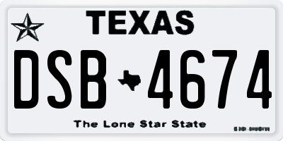 TX license plate DSB4674