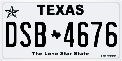 TX license plate DSB4676