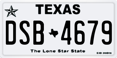 TX license plate DSB4679