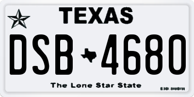 TX license plate DSB4680