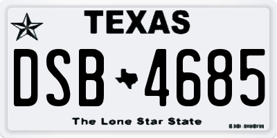 TX license plate DSB4685