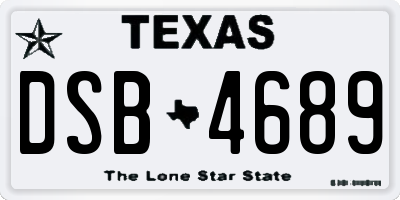 TX license plate DSB4689