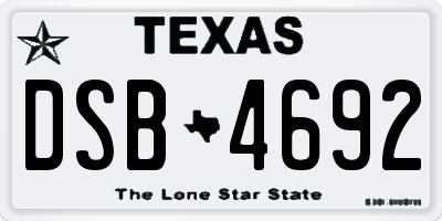 TX license plate DSB4692