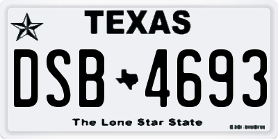 TX license plate DSB4693