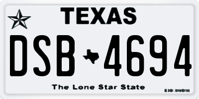 TX license plate DSB4694