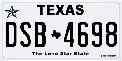 TX license plate DSB4698