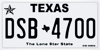 TX license plate DSB4700