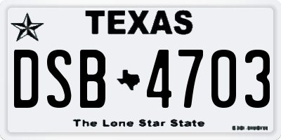 TX license plate DSB4703
