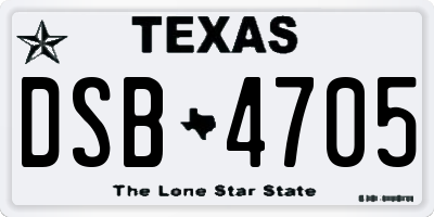 TX license plate DSB4705