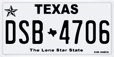 TX license plate DSB4706