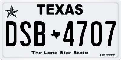 TX license plate DSB4707