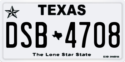 TX license plate DSB4708