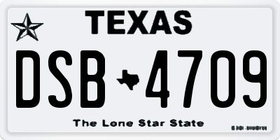 TX license plate DSB4709