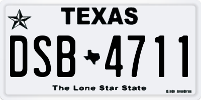 TX license plate DSB4711