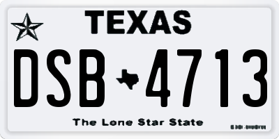 TX license plate DSB4713