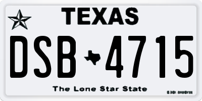 TX license plate DSB4715