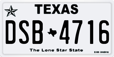 TX license plate DSB4716