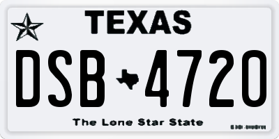 TX license plate DSB4720