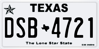 TX license plate DSB4721