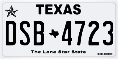 TX license plate DSB4723