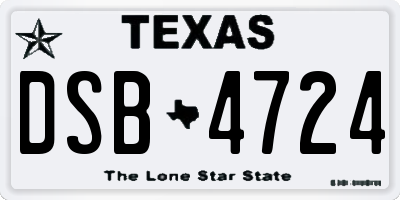 TX license plate DSB4724