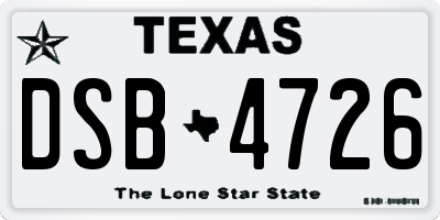 TX license plate DSB4726