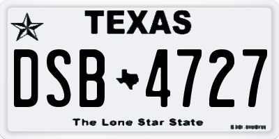 TX license plate DSB4727