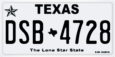 TX license plate DSB4728
