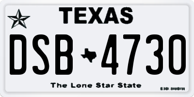 TX license plate DSB4730