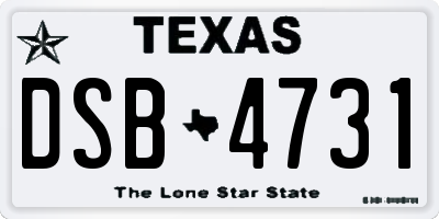 TX license plate DSB4731