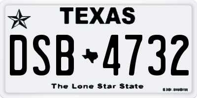 TX license plate DSB4732