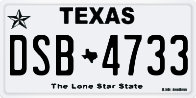 TX license plate DSB4733