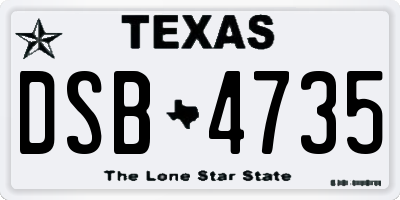 TX license plate DSB4735