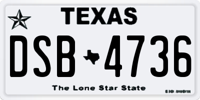 TX license plate DSB4736