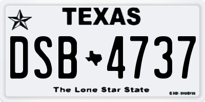 TX license plate DSB4737