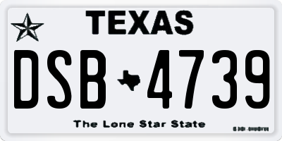 TX license plate DSB4739