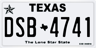 TX license plate DSB4741