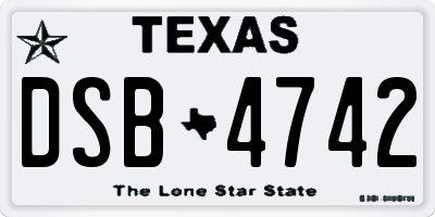 TX license plate DSB4742